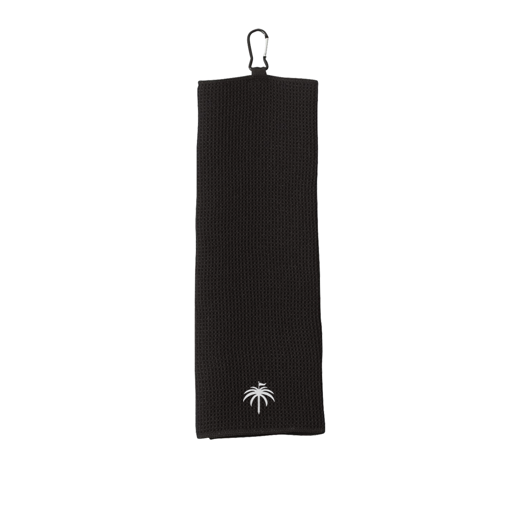 Towel - "PalmPin" Black Embroidered Golf Towel