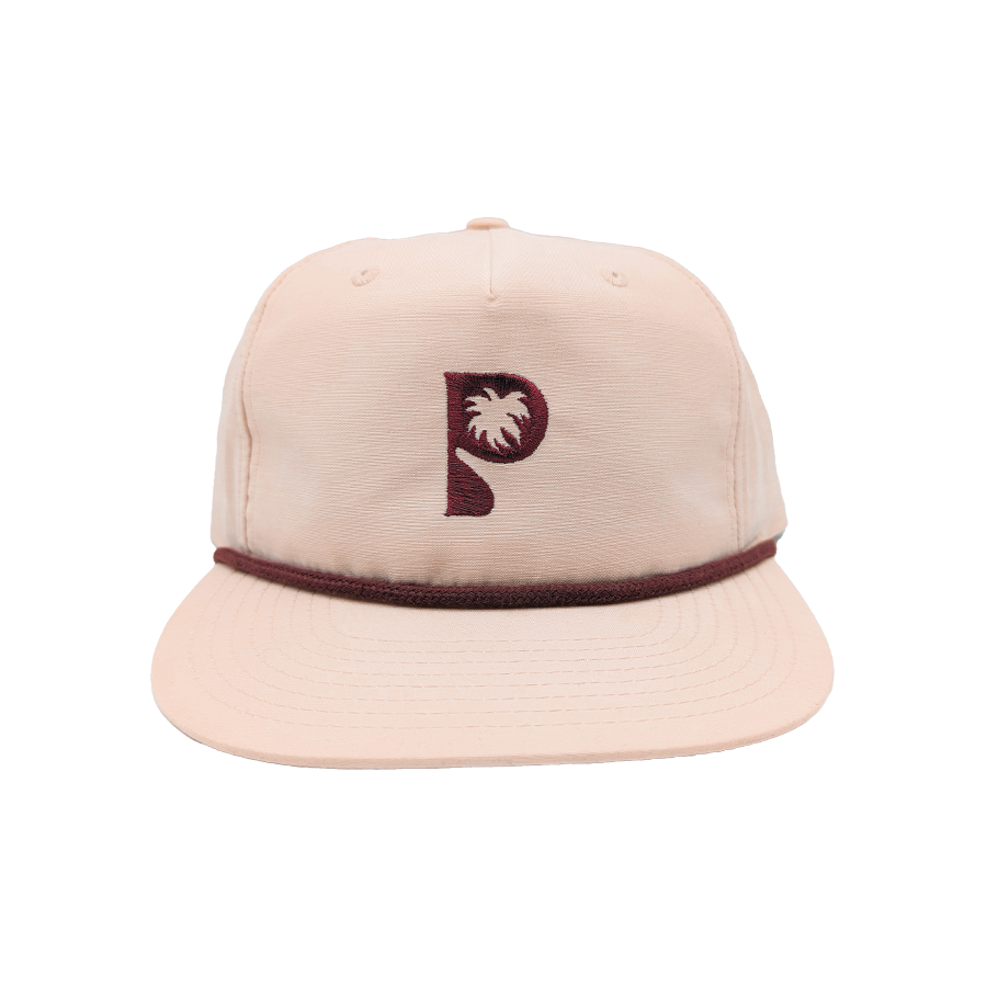 Hat - "Palm Springs Palm" Pale Peach/Maroon Umpqua Embroidered Snapback