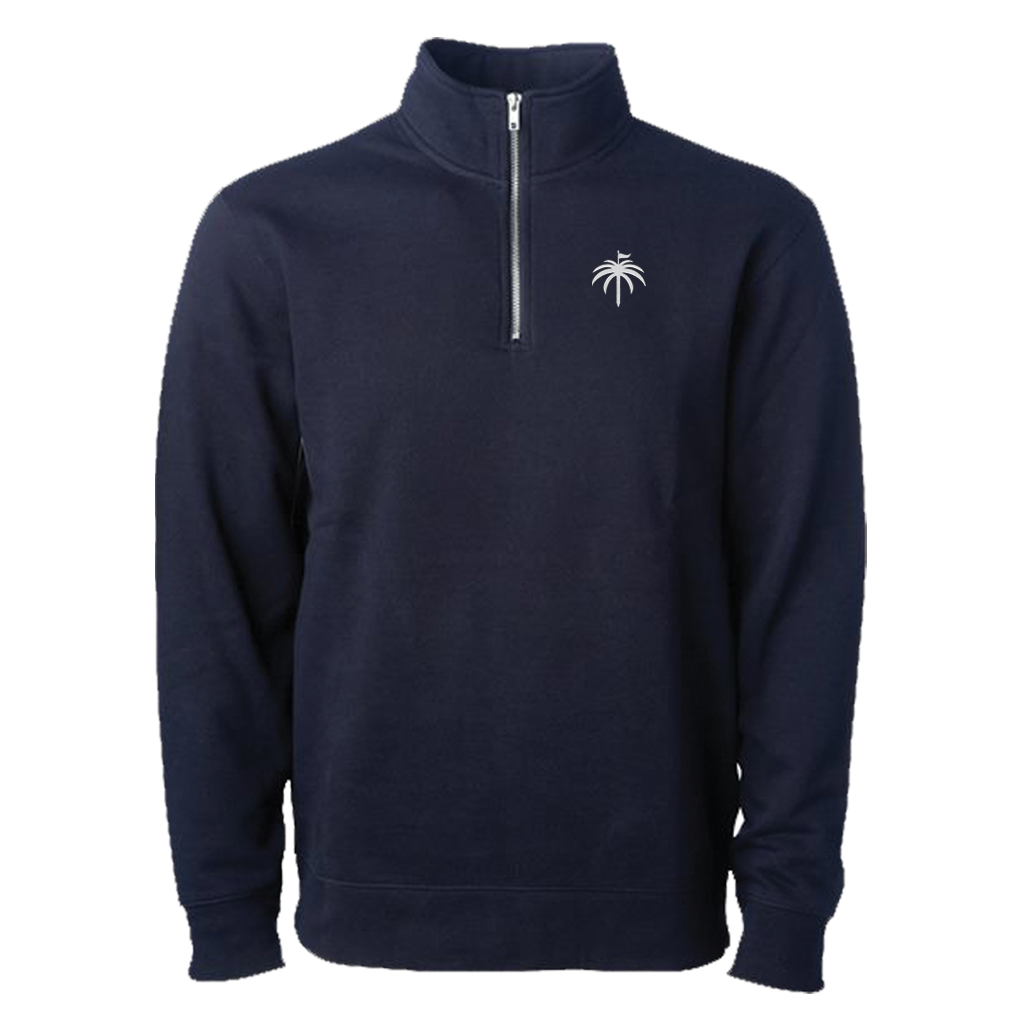 "PalmPin" Navy Embroidered Midweight 1/4 Zip