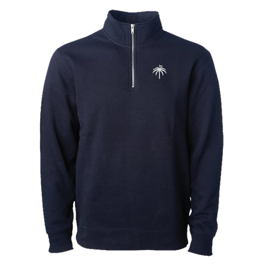 "PalmPin" Navy Embroidered Midweight 1/4 Zip