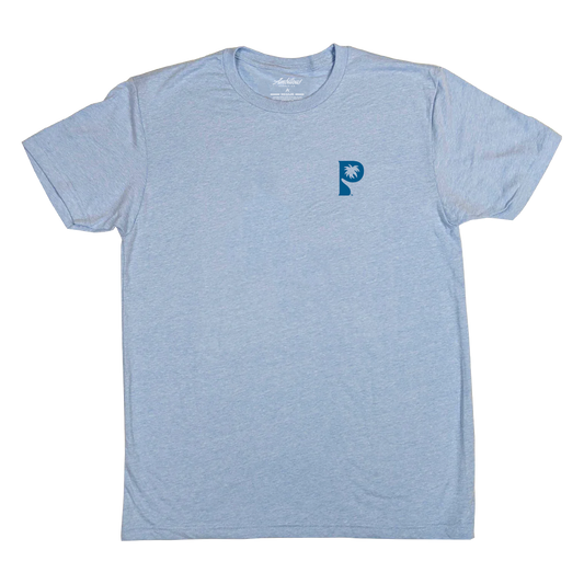 "Palm Springs Palm" Heather Columbia Blue T-Shirt